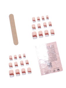 Lot de 24 faux ongles à presser en ABS, design français, longs, carrés, dégradés, avec colle à ongles et emballage élégant pour les doigts - Product Image 5