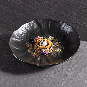 Chaozhou Restaurant Fournisseurs Vaisselle Simple Vaisselle 10''Mat Noir Rond Porcelaine Fruits <span class=keywords><strong>Dessert</strong></span> Assiettes Alimentaires En Céramique Plats - Product Image 1