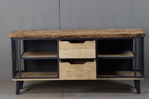 Mueble de Salón Moderno de Madera Maciza con Gran Espacio de Almacenamiento, Elegantes Estantes de Exhibición y Acabado de Madera Duradero para el Hogar - Product Image 3