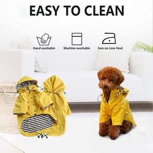 Imperméable pour chien à capuche amovible avec cordon de serrage réglable résistant à l'eau imperméable zippé pour chien avec boutons réfléchissants - Product Image 2