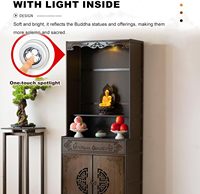 Table d'autel de méditation avec éclairage LED, armoire de rangement multifonctionnelle et tiroir, autel domestique pour la prière et le Pooja Mandir