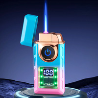 Briquet gaz-électrique à double usage affichage numérique intelligent double arc flamme bleue briquet métallique de haute qualité