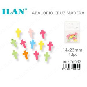 Perline in Legno a Forma di Croce Ilan 14x23mm 12pz Colorate per Creazione di Gioielli Artigianali - Product Image 3