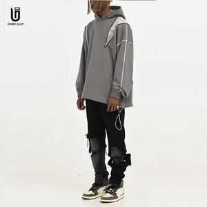 Personalizado cremallera diseñador Oversize gris 100% Terry francés cordón pulóver Hip Hop hombres sudaderas con capucha <span class=keywords><strong>sin</strong></span> costilla - Product Image 5