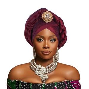 Venta al por mayor personalizado musulmán <span class=keywords><strong>Hijab</strong></span> cabeza bufanda nupcial accesorios para el cabello fiesta de boda para mujeres africanas turbante - Product Image 2