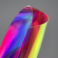 Film PVC TPU transparent personnalisé, arc-en-ciel, dichroïque, irisé, film plastique holographique souple en rouleau pour imperméable, sac, décoration de cadeaux