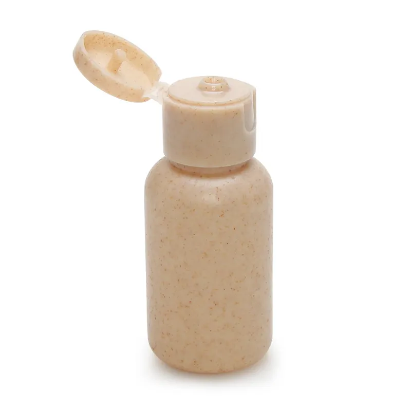 Mini Wheat Straw Biodegradable Squeeze Shampoo Bottle With Screw Flip Top Cap