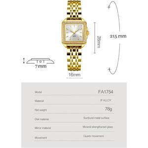 Montre-bracelet carrée de luxe BESTKANG pour femme en acier inoxydable, montre à quartz dorée tendance et étanche – Nouvelle collection - Product Image 2