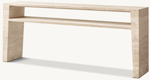 LANDIVIEW mobili viventi in marmo di lusso tavoli consolle da tavolo in travertino con <span class=keywords><strong>ponte</strong></span> in zoccolo personalizzato - Product Image 3