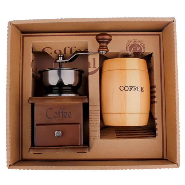 新しいデザインのコーヒー豆バケットクリエイティブ木製コーヒーミルコーヒーメーカーツールボックスセット