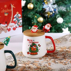 Cute Christmas Gift <b>Mug</b> with Lid Spoon High Beauty Santa Claus Elk Ceramic Cup Gift - Product Image 2