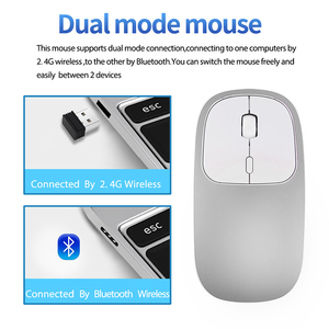 De Metal silencio recargable 2,4 GHz, <span class=keywords><strong>Bluetooth</strong></span> y ratón inalámbrico de modo Dual <span class=keywords><strong>Bluetooth</strong></span> Mouse óptico - Product Image 2
