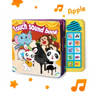 Papan Sentuh Baca Anak-anak Kustom Pendidikan Telepon Prasekolah Sampul Keras Cetak Buku Suara Musik