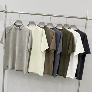 เสื้อยืดโอเวอร์ไซส์ OEM ผ้าถักเนื้อแน่น 100% ผ้าฝ้าย พิมพ์ลาย DTG ตามสั่ง น้ำหนัก 300 กรัม สไตล์สตรีทแวร์ วินเทจ ล้างสีแบบแอซิดวอช สำหรับผู้ชาย - Product Image 4