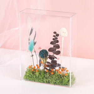 Alta qualità fai da te colorato secco pianta pianta da tavolo decorazione acrilico scatola di fiori - Product Image 4