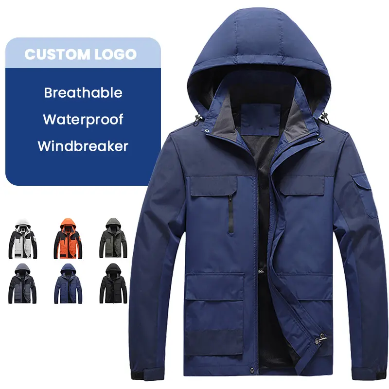 Özel Logo erkek Softshell ceketler su geçirmez kış kapşonlu 3 katmanlı gümrüklü açık ceket erkekler için