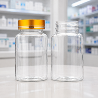 Flacon capsule en plastique PET transparent de haute qualité, 100 ml, vide, avec bouchon à vis, pour l'emballage de produits pharmaceutiques et de santé.
