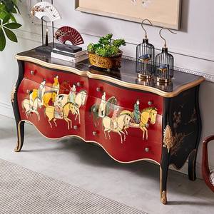 Massivholz-Schubladen schrank im französischen Stil Retro Chinese Red <span class=keywords><strong>Hand</strong></span> bemalte Charaktere für Esszimmer Wohnzimmer für Villa Eingang Foyer - Product Image 4