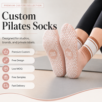 Chaussettes de yoga respirantes avec logo personnalisé, antidérapantes, en coton, mi-mollet, à séchage rapide, avec grip pour barre, pour femmes