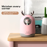 Diffuseur de Brume LED pour Chambre Mini Humidificateur d'Air Ultrasonique pour Voiture, Huile Essentielle Mignonne, Usb, 7 Couleurs, Lumière LED, Bruit Cool