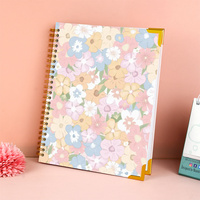 Planificateur de Journal de fleurs personnalisé en spirale avec coins Dossiers de classe hebdomadaires mensuels pour étudiants et cahier de plan de leçon