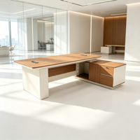 Bureau de direction moderne OEM d'usine avec armoire latérale de rangement en PVC pour ordinateur, usage commercial, garantie 5 ans