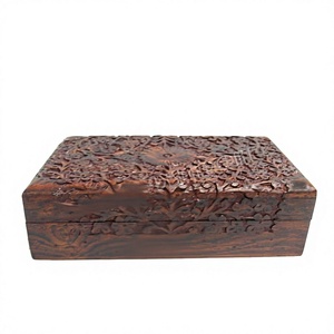 Wooden Wall-Mounted Eco-Friendly Handcrafted Ornate Money <b>Box</b> for Rings <b>Earrings</b> Keepsakes Vintage-Style Trinket - Product Image 2