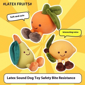 Jouet pour chien durable et écologique, en peluche de latex aromatisée aux fruits, résistant aux morsures, pour les molaires, emballage en sac OPP, saveur citron - Product Image 2