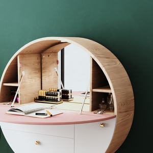 Coiffeuse murale ronde rose Simple pour filles, <span class=keywords><strong>meuble</strong></span> de chambre à coucher, coiffeuse, gym - Product Image 4