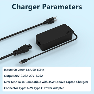 Cargador de Portátil de 65W en Oferta, Adaptador de Corriente CA <span class=keywords><strong>USB</strong></span> <span class=keywords><strong>C</strong></span> Tipo-<span class=keywords><strong>C</strong></span> de Carga Rápida PD, Cargador Universal para Portátil Lenovo Thinkpad ADLX65YDC2A - Product Image 5