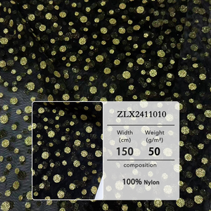 블랙 튤 골드 포일 무지 염색 직물 |   100% 실크 가벼운 소재로 만든 화려한 이브닝 드레스 파티 침구류 슬립웨어 커튼 - Product Image 4