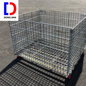 DJ sanayi çekmeceli saklama dolabı depo Metal yığını katlanabilir depolama kafes konteyner katlanabilir istiflenebilir katlanır çelik palet - Product Image 1