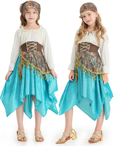 Abito da <span class=keywords><strong>ballo</strong></span> con spalline blu Gypsy Flamenco con accessori per ragazze bambini costumi di Halloween - Product Image 6