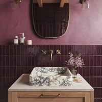 Lavabos de luxe en pierre naturelle travertin rouge italien pour hôtel résidences haut de gamme décor de salle de bain