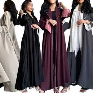 Abiti arabici donna moda aperta nera lunga Dubai tacchino Abaya abito per donne musulmane - Product Image 3