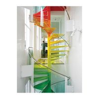 Escalier d'intérieur en colimaçon de luxe Design moderne en bois de chêne américain avec escalier incurvé en verre circulaire en acier inoxydable