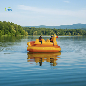 Bouée gonflable commerciale personnalisée en forme <span class=keywords><strong>de</strong></span> canard, toboggan banane, tube flottant remorquable en vinyle/PVC pour 5 à 10 passagers, sports nautiques - Product Image 1