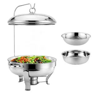 Economic Full Size Round Chafing Dish Insulated Set Thermal Stainless Steel Chaffing Dishes With Hanging Lid