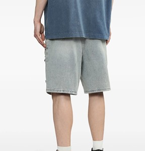 Pantalones cortos de mezclilla desgastados Rasgados Hombres Jeans Short Sport Jorts Hombres Denim Applique Logo Esticated Cordón Cintura Jorst - Product Image 4