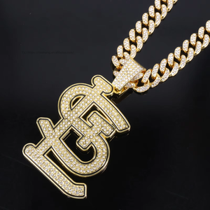 Custom Luxury Mens Cardinals Silver & Gold Plated Cuban Link <b>Chain</b> Full <b>Iced</b> Out Crystal Baseball Tournament Pendant - Product Image 1