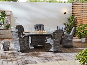 Ensemble de salle à manger en rotin 6 places avec table ovale à foyer gris - Fabricant chinois Ensemble de canapé de jardin - Product Image 6
