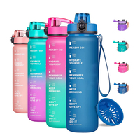 Bouteille d'eau de sport et de motivation grand format 32 oz, sans BPA, écologique et non toxique, avec couvercle anti-fuite à ouverture rapide / ouverture en un clic