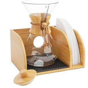 Wooden <b>Coffee</b> Filter Storage Box With <b>Spoon</b> Pour Over <b>Coffee</b> Maker Holder Rectangle Shape Multipurpose Rack - Product Image 1