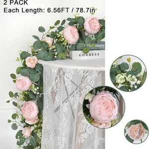 Guirlandes artificielles de pivoines et d'eucalyptus vertes pour la décoration de mariage et de la maison, 6 pieds de long - Product Image 3