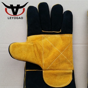 Gants de soudage 16 pouces noirs et bleus, longs, imperméables, épais, en <span class=keywords><strong>cuir</strong></span> de vachette pleine fleur, pour soudage TIG MIG, gants de sécurité pour soudeurs - Product Image 5
