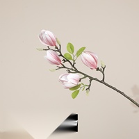 Bunga Magnolia Sutra Mirip Asli 67cm, Tangkai Bunga Kain Embos, Cabang Bunga untuk Dekorasi Pernikahan Bohemian, Hotel, dan Luar Ruangan