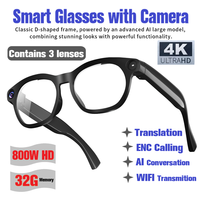 New Live Streaming Smart AI Glasses CY03 Replaced Lenses 8 Million pixel Camera Photos Videos Chat GPT Translation Men Women