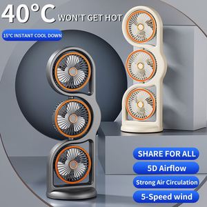 Wholesale Triple Head Desktop Rechargeable <b>Battery</b> <b>Operated</b> Bladeless Portable Desk Fan for Home Office Dorm - Product Image 3
