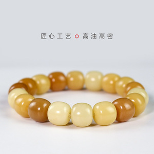 Bracelet en racine de Bodhi patinée 11x12mm 18 perles, simple brin, style ethnique, bijou unisexe, accessoire pour couple - Product Image 3