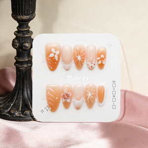 Faux <span class=keywords><strong>Ongles</strong></span> Press-On Faits Main de Haute Qualité, Marque Privée, Brillants, Motifs Floraux 3D, Ombré Violet-<span class=keywords><strong>Vert</strong></span>, en ABS, Kit de Manucure, Fournisseur en Gros - Product Image 6